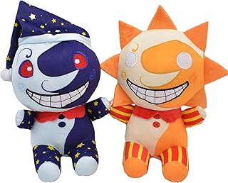 28cm/11in FNAF Sundrop and Moondrop Plush, Sundrop Moondrop Plush, Sundrop FNAF Clown Figure Cartoon Plush Toy, FNAF Security Breach Plushies Sun and Moon Plush for Fans Gifts (2 Pcs B)