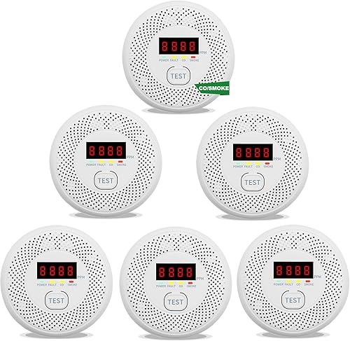Detector de monóxido de carbono y humo, pantalla LCD, funciona con pilas, sensores duales, alarma de voz de 85 dB y seguimiento en tiempo real,