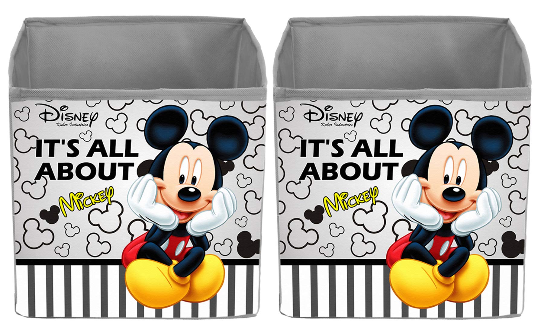 Kuber Industries Disney Mickey Print Non Woven Fabric Foldable Storage Cube Storage Box with Handle (Grey, Extra Large, KUBMART16130), 2 Pieces (B08VJ9JJDM) Amazon Price History, Amazon Price Tracker