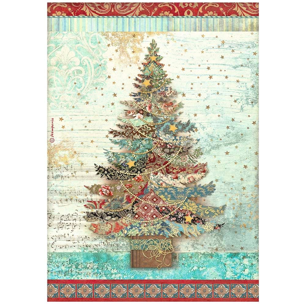 Stamperia A4 Rice Paper Christmas Greetings Tree, Multicolour, One Size