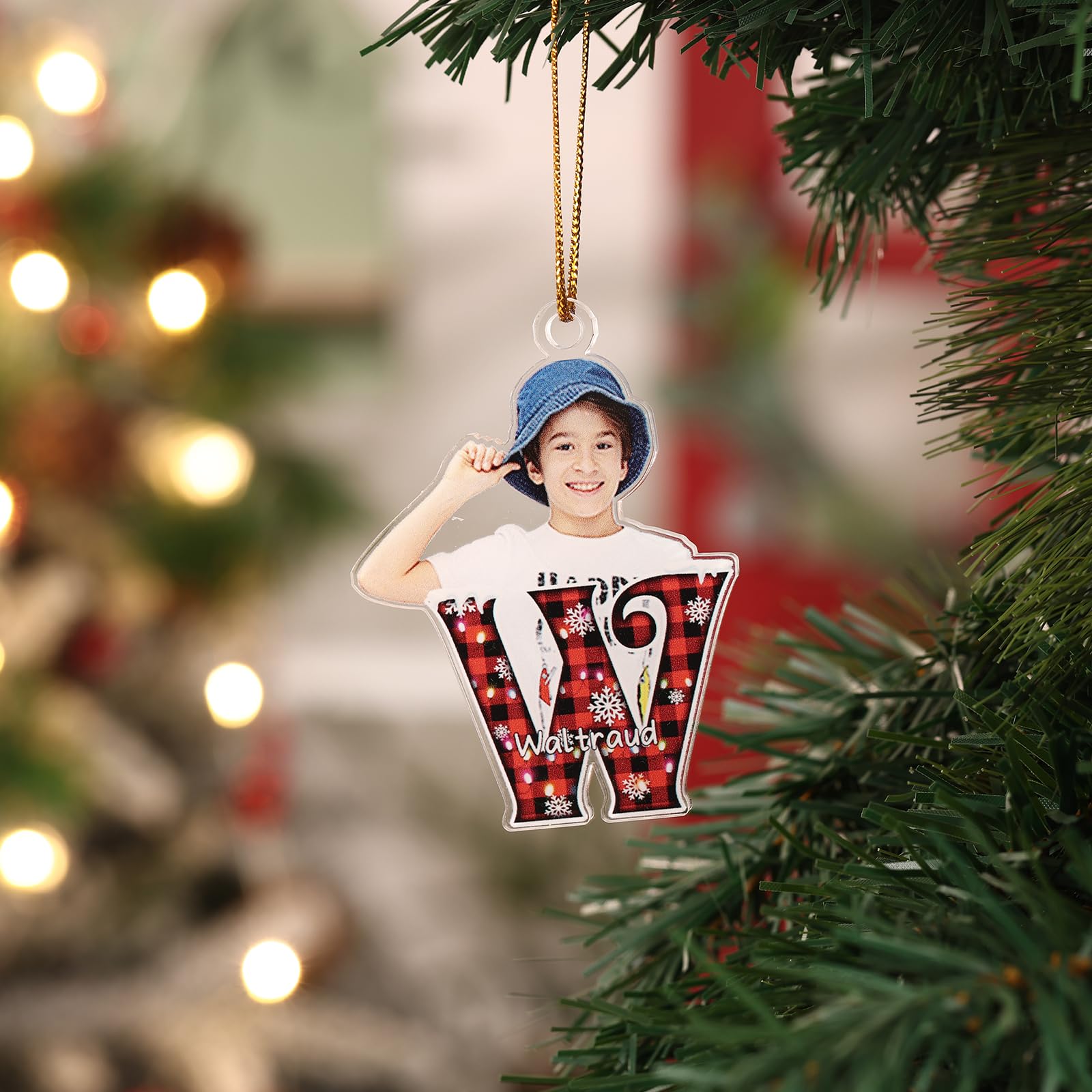 2024 Personalized Photo Ornaments for Christmas Tree Custom Name Picture Christmas Ornaments Memorial Photo Hanging Ornament
