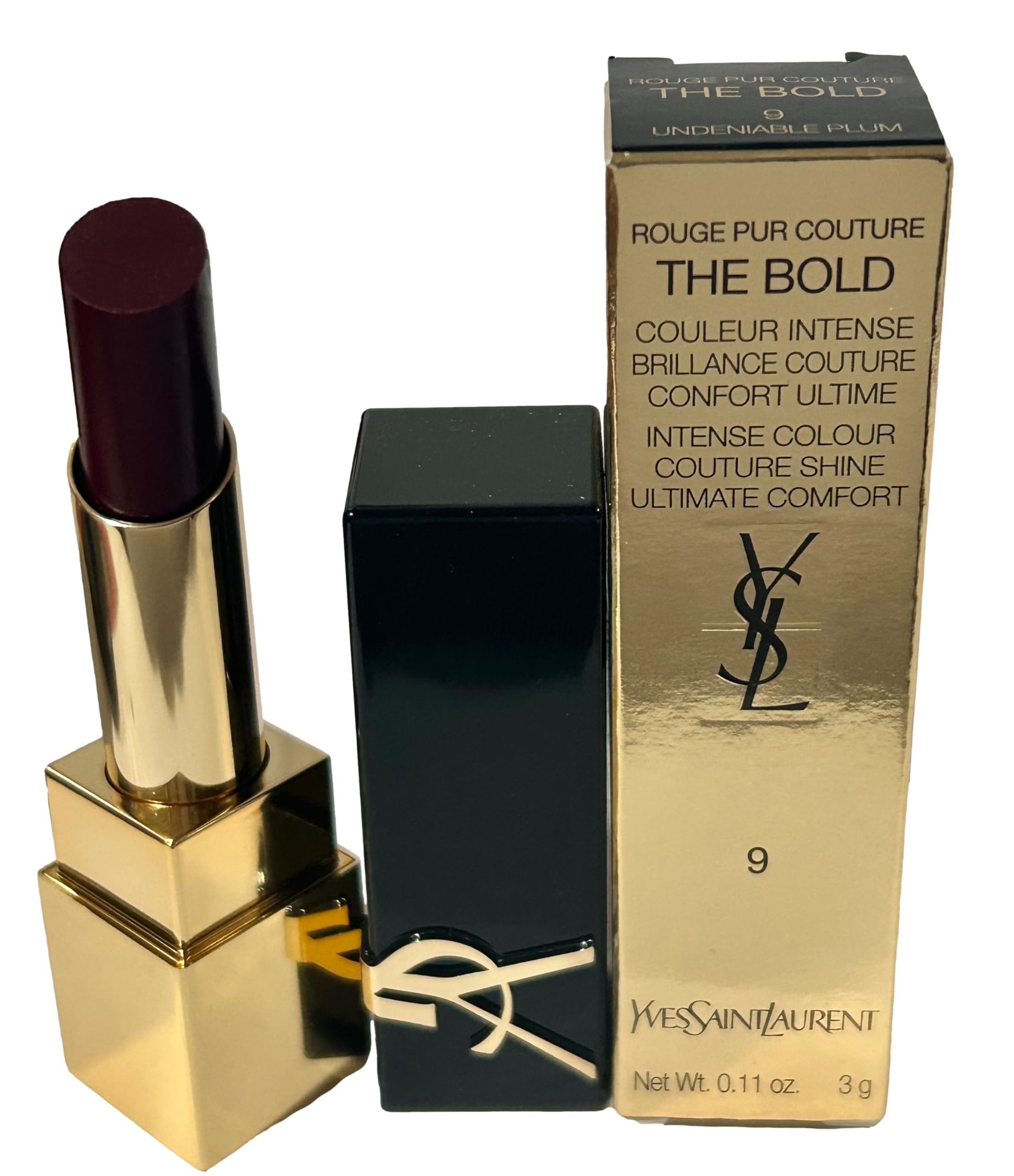 YSL Rouge Pur Couture THE BOLD Lipstick Color # 9 UNDENIABLE PLUM, 1 Count (Pack of 1), RED