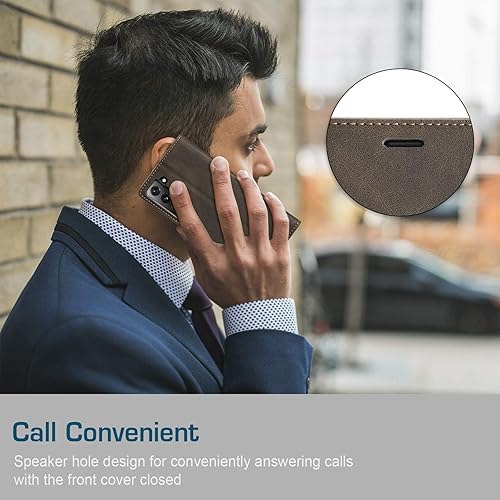 Miniatura 9 de Funda tipo cartera para Samsung Galaxy S21 5G con tarjetero y bloqueo RFID, función atril magnética, funda de piel con tapa para Samsung Galaxy S21