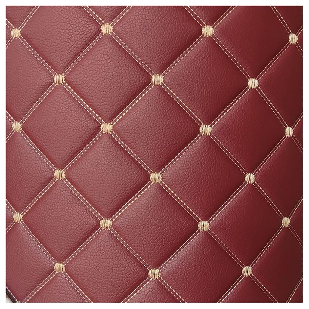 JNTFNE Quilted Faux Leather Vinyl PVC Fabric Waterproof Diamond Stitch Padded Cushion Linen Wadding Backing Upholstery(Burgundy,1.6x8m)