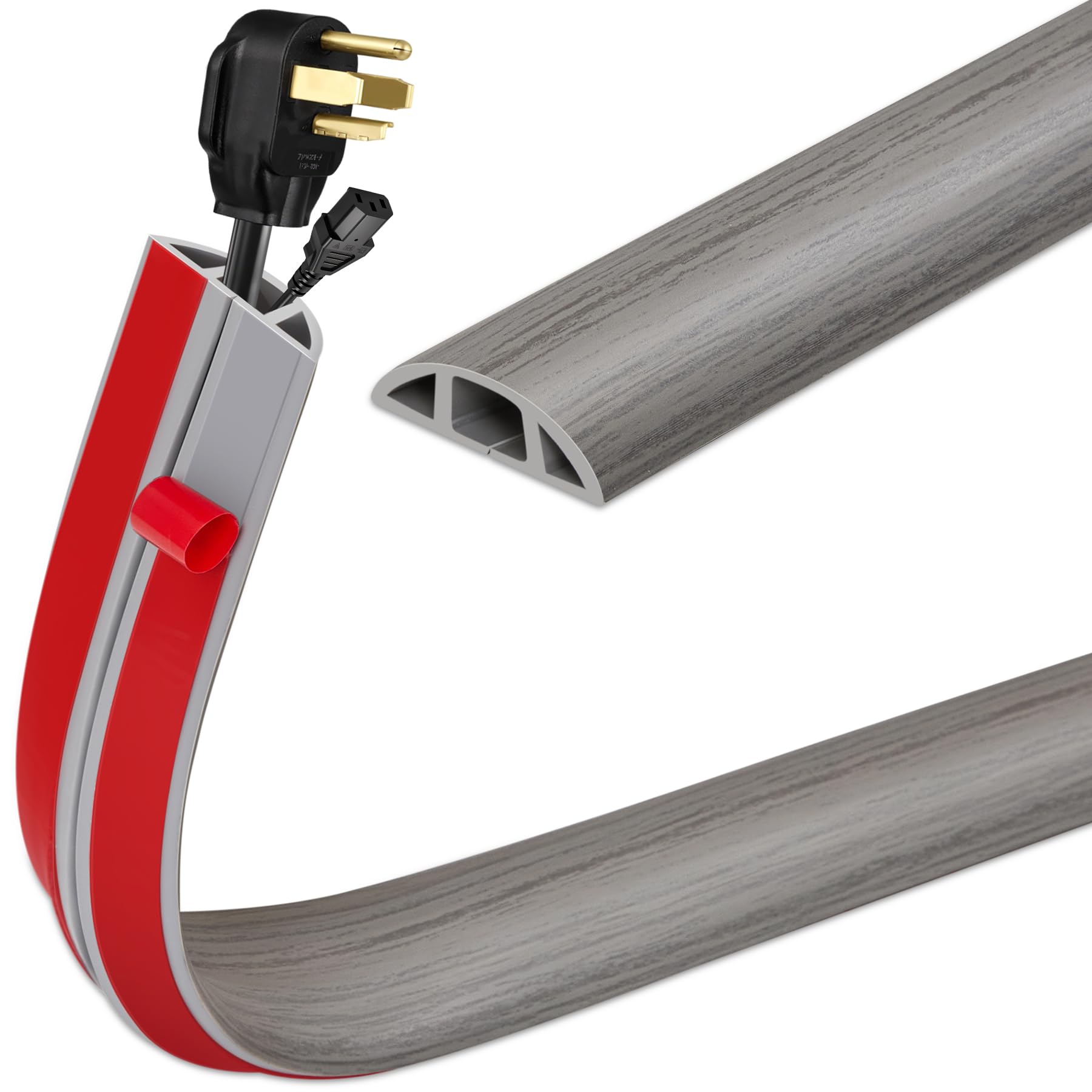 INMOZATA 3M Cable Cover Self-Adhesive Flexible PVC Cable Protector Wire Covers for Cables,Protect Cables and Prevent Trip Hazards Suitable for Home Office Warehouse Garages (Grey Wood Grain)