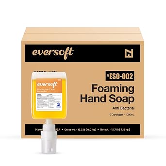 EZbrnd Eversoft Anti-Bacterial Foam Soap Refill Cartridge, 1000ml 33.8 oz x 6 pk, ESO-002