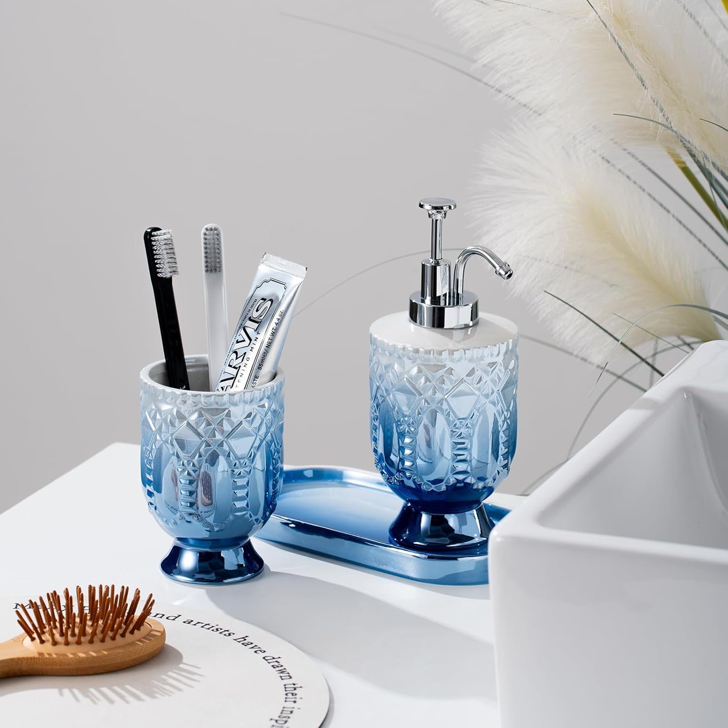 Blue Pearl Flower Shaped 4 Set