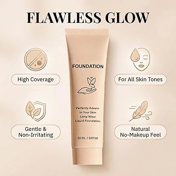 Luxes Colour Changing Foundation Mature Skin, Intelligent Color Correcting Foundation with Buildable Coverage, Moisturising & Lightweight Texture, Long-Lasting Natural Finish (1PC)