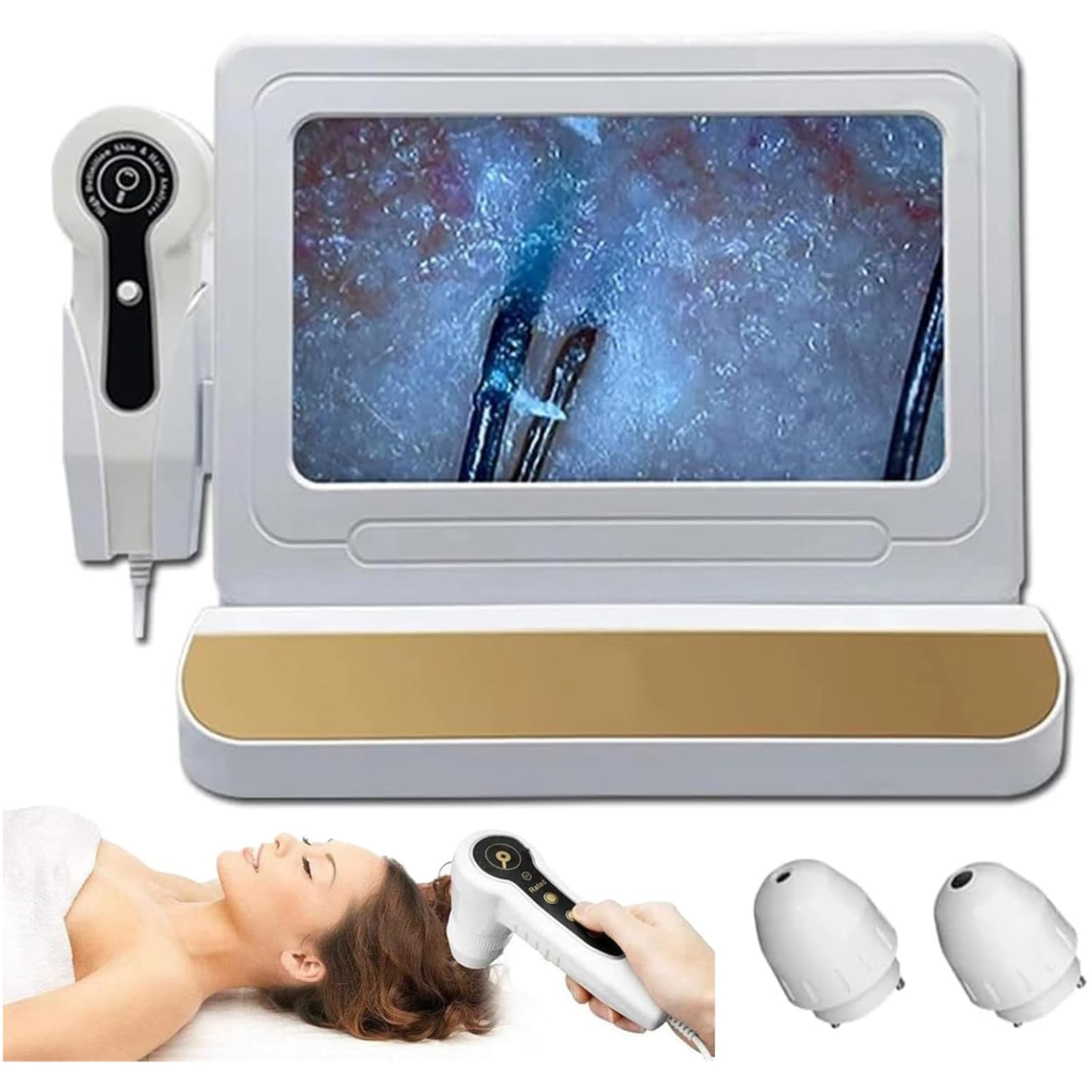 Lsrfxf Gold Scalp Detector Scanner, Skin Hair Analyzer, Hair Follicle Skin Testing Smart Analysis, Hd Scalp Detector Microscope For 50X 200X Magnification, High Magnification Optical Imaging