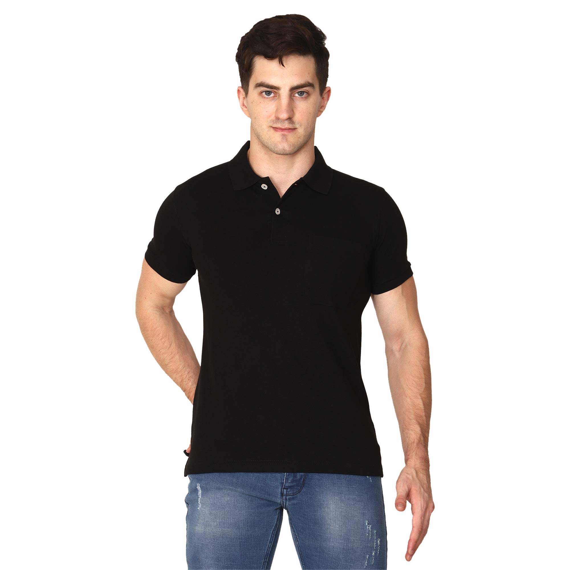 AspirerMen's Cotton|Polyster Half Sleeve Regular Fit Classic Polo Collar Solid Tshirt