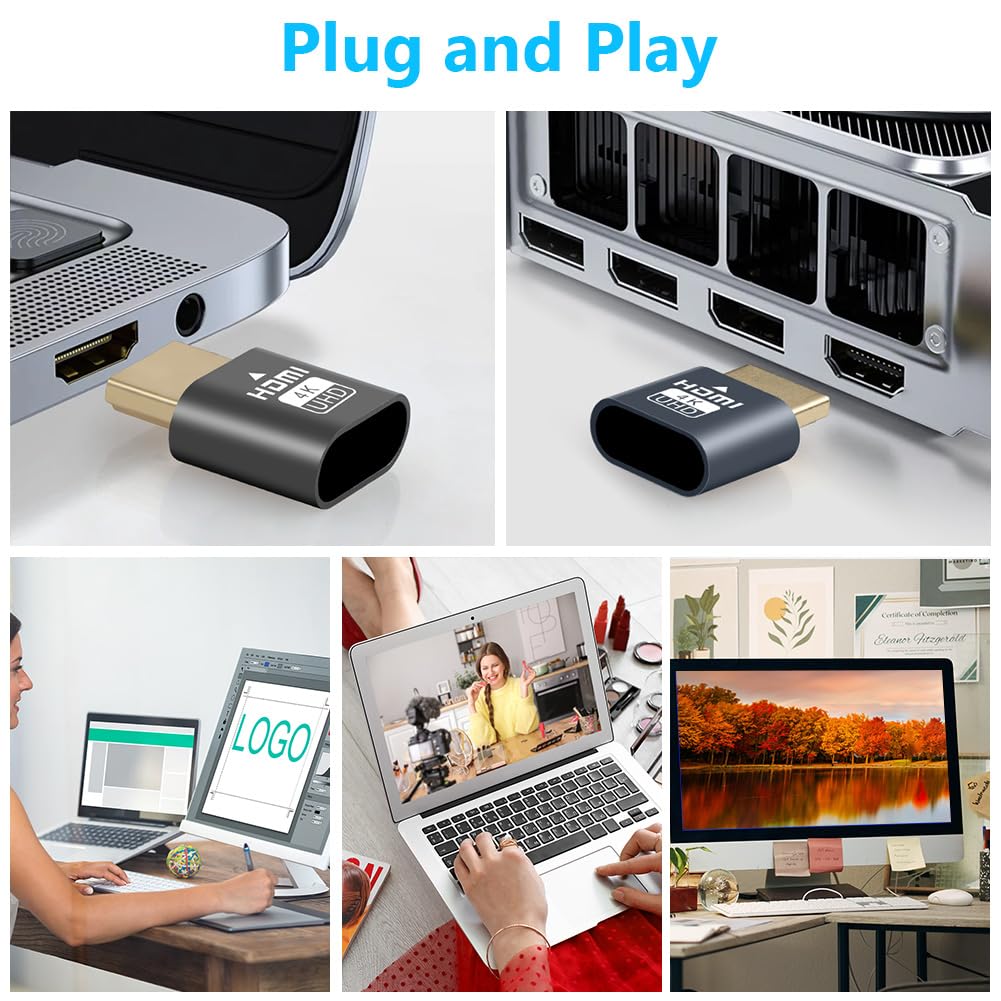 AXFEE HDMI Dummy Plug, 3Pezzi 4K@60Hz 3840x2160 Monitor Virtuale, Emulatore HDMI Wireless Portatile, per notebook, proiettori, TV, computer, monitor