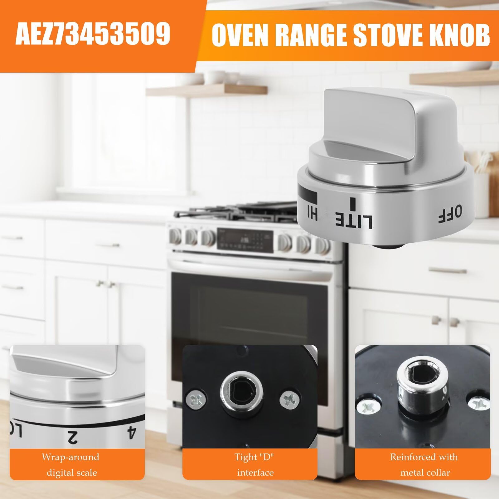 AEZ73453509 Perilla de control de quemador de rango 5 piezas para modelos de estufa/horno LG LRG3083ST/00 LDG3016ST/00 LRG3093ST/02 LDG3035ST LDG3036ST/01 LDG3036ST/00 (nueva versión)