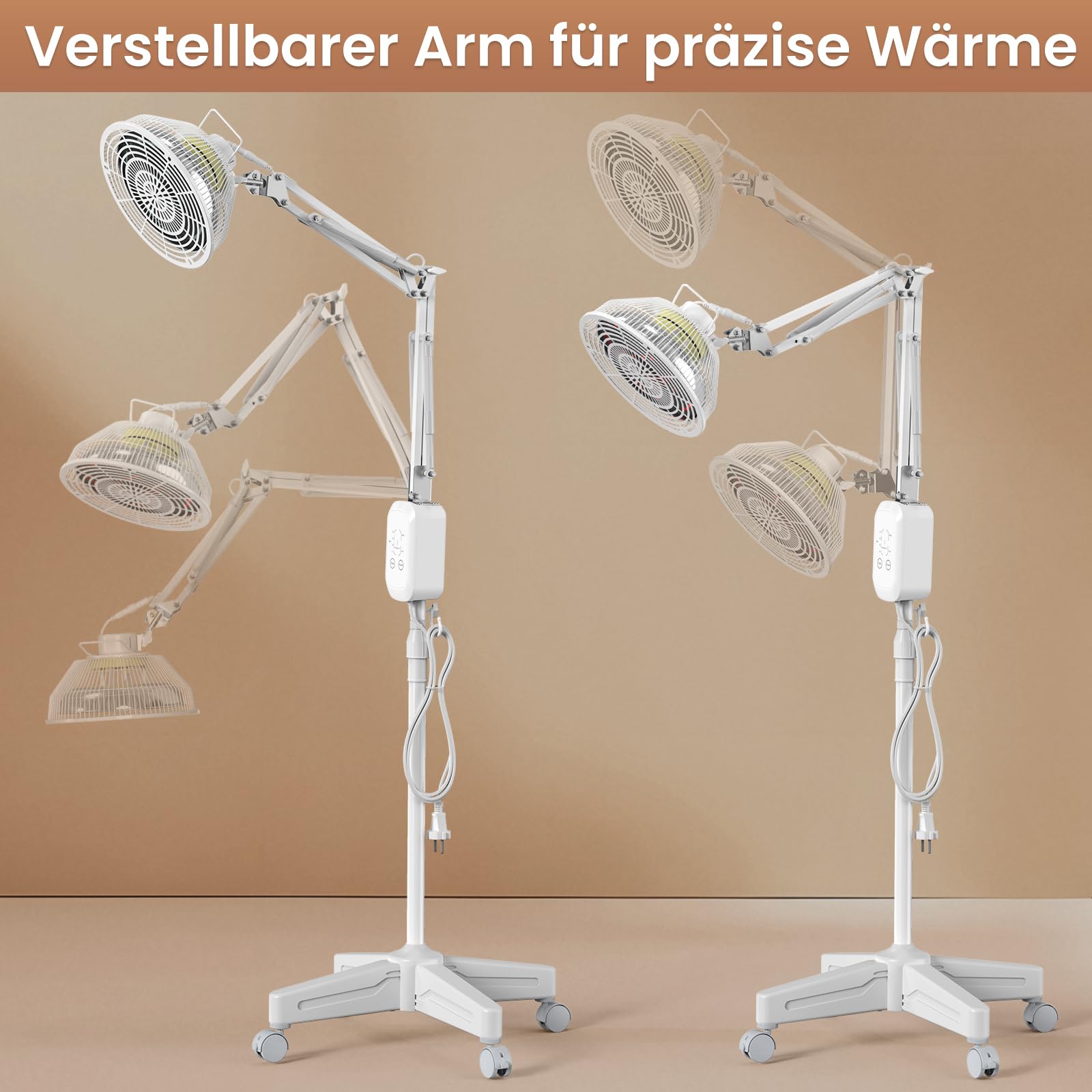 YUNCHI Lámpara infrarroja TDP de 300 W con soporte, lámpara de luz roja con 4 ajustes de temporizador, lámpara de calor infrarroja de pie para calidez específica y comodidad de vida
