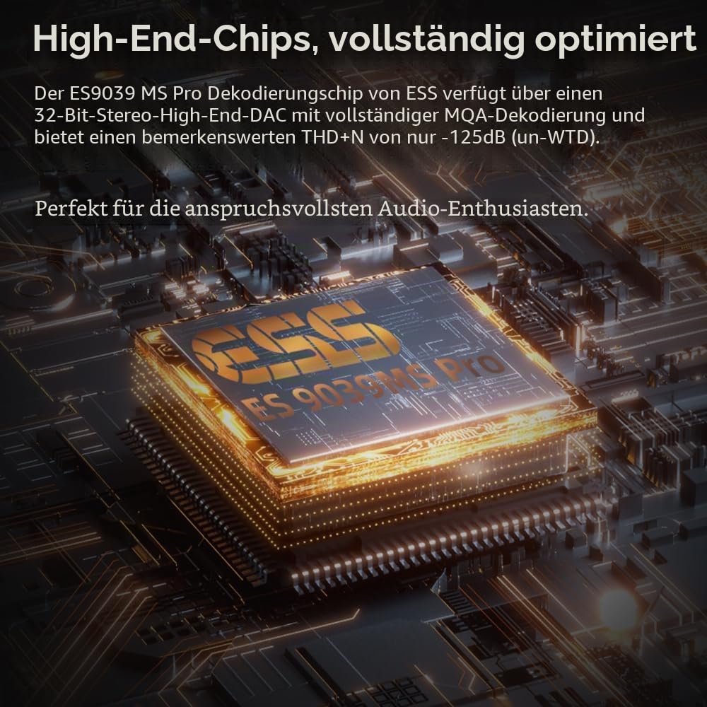 LOXJIE D60 HiFi Kopfhörerverstärker Decoder 6,35 mm/4,4 mm Kopfhörer Jack 300Ω 700mW x 2 Bluetooth 5.1, I² S Getriebe 7 Filter ES9039MSPRO Chip mit Fernbedienung (schwarz) (Silver)