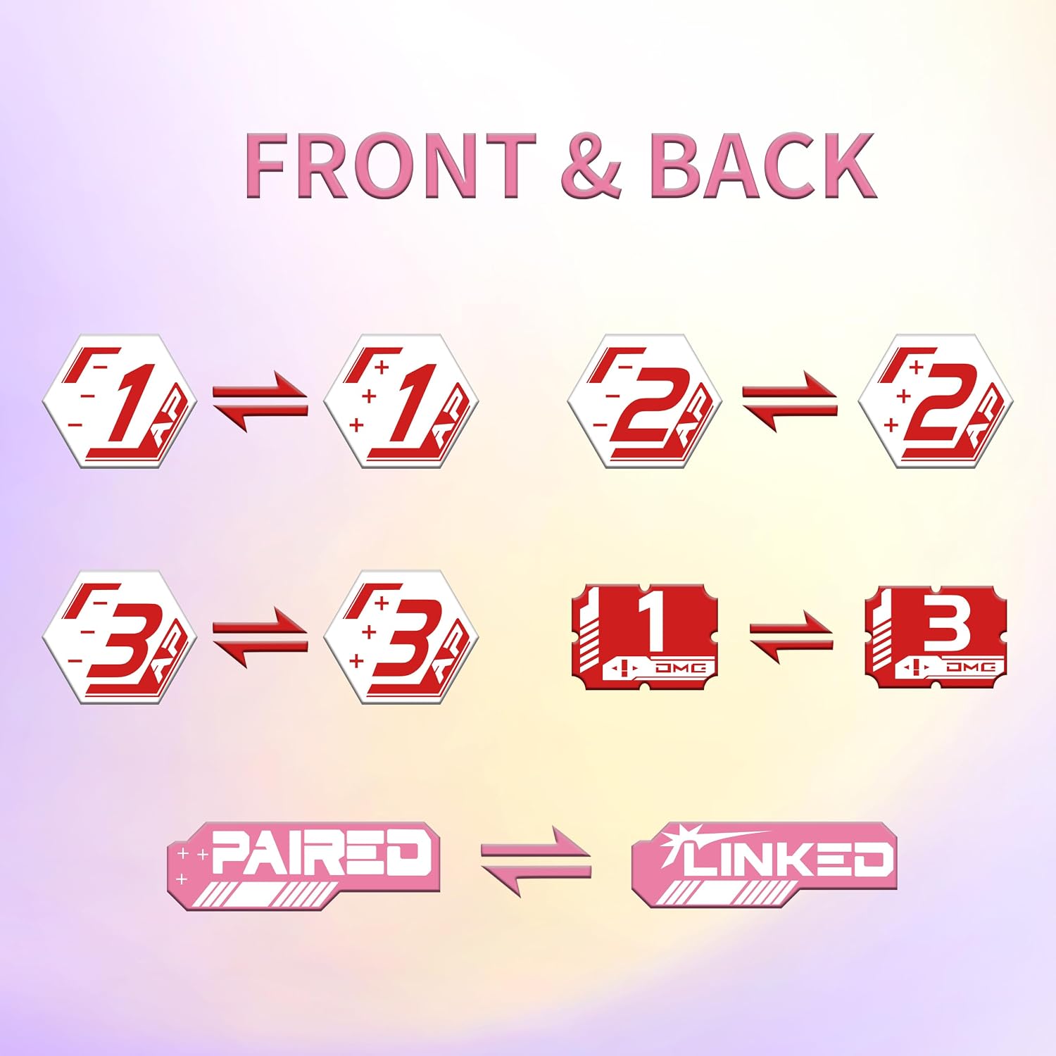 26pcs Acrylic Tracking Tokens Compatible with Gundam TCG: Premium HARO, Damage, AP & HP Markers for Tabletop Card Games (26)