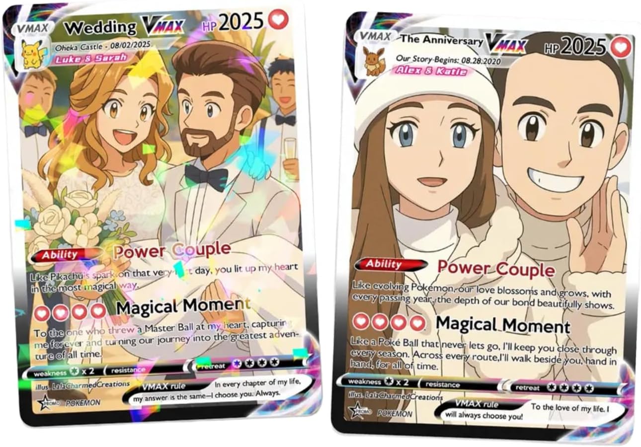 Custom Poke Card with Photo Name Text - Poke Cards Themed, Gifts of Poke Birthday Cards for Wife, Friends, Best Friends, and Father, Waterproof Card
