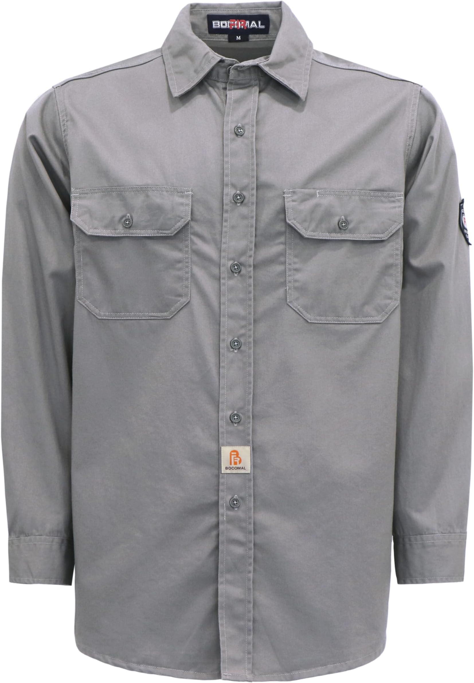 BOCOMALFR Shirts Flame Resistant 100% C NFPA2112 7.5oz Men's Fire Retardant Welding Shirt