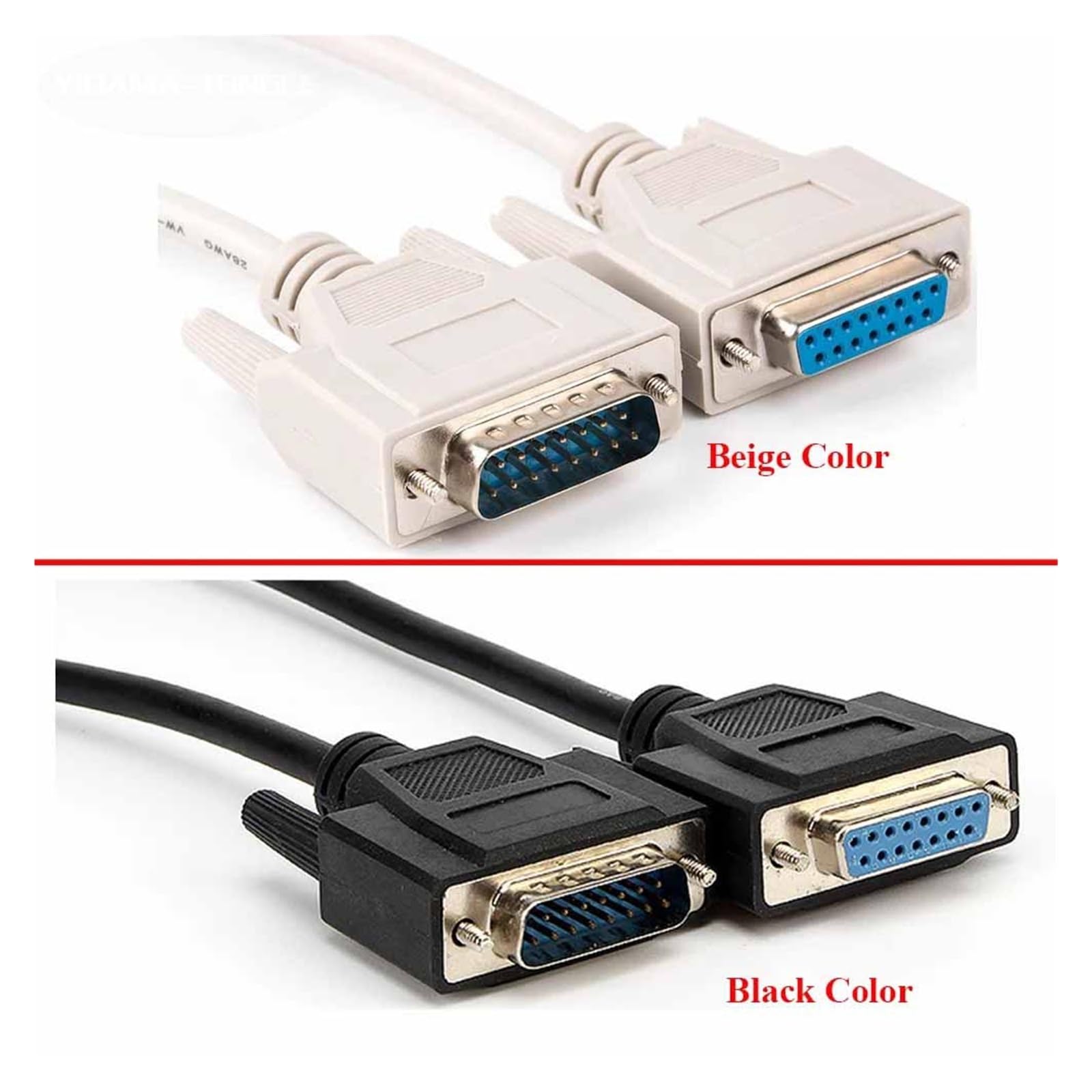 Cable de extensión paralelo DB15 macho a hembra, 15 pines, 2 filas, color beige negro, opcional, 1,5 m(3.0M,Beige)