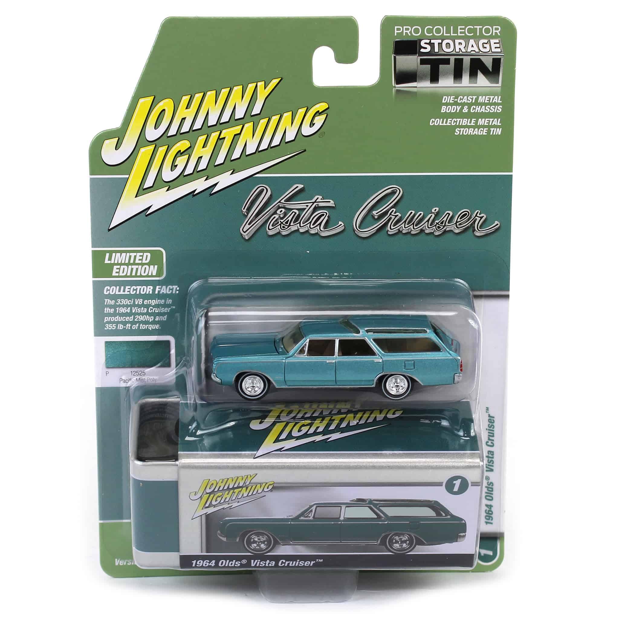 Miniature Johnny Lightning 1/64 - Oldsmobile Vista Cruiser 1964 Turquoise/white - Neuf