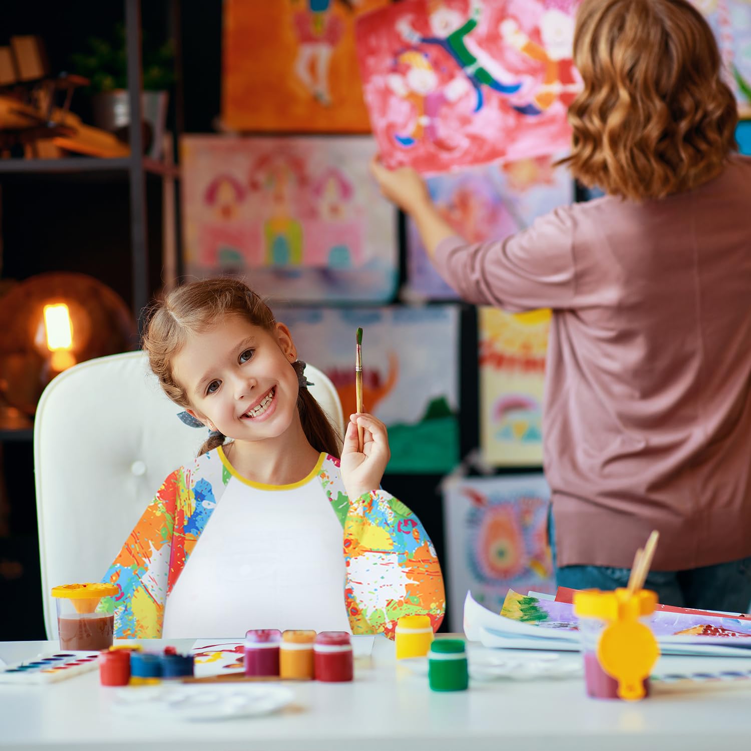 Kids Art Aprons, Waterproof Artist Smock for Kids TPU Children Apron with Long Sleeves, Child Drawing Clothes Cover - Image 3