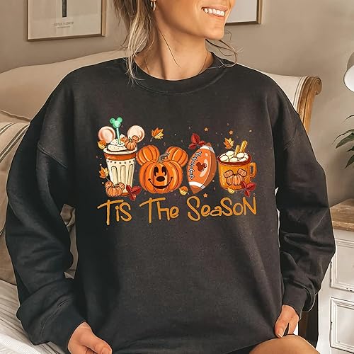 Miniatura 5 de Mickey Halloween Sweatshirt For Woman Tis The Season Mickey Pumpkin Coffee Round Neck Sweater Halloween Party Gift Shirts Celebrate Halloween Party