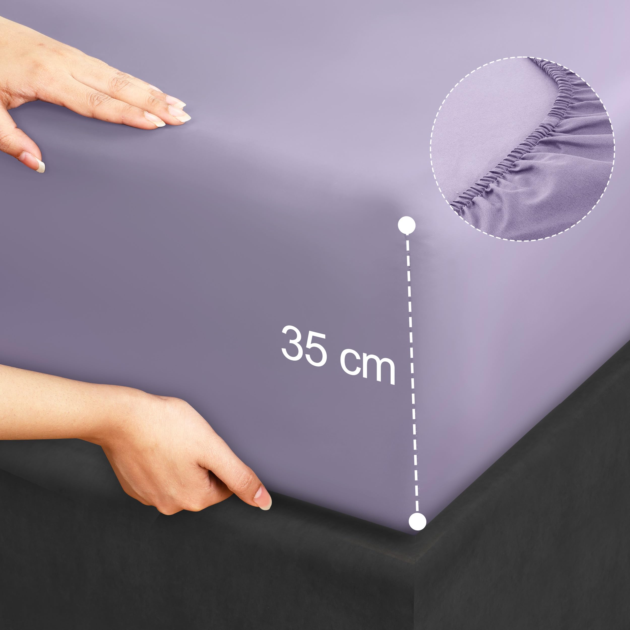 Utopia Bedding - Set Lenzuola Letto Una Piazza e Mezza 4 Pezzi 135x190 cm - Spazzolata Poliestre di Microfibra - Oeko-Tex Certificato - Lenzuolo con Angoli, Lenzuolo Piatto e 2 Federe 50x75, Lavanda