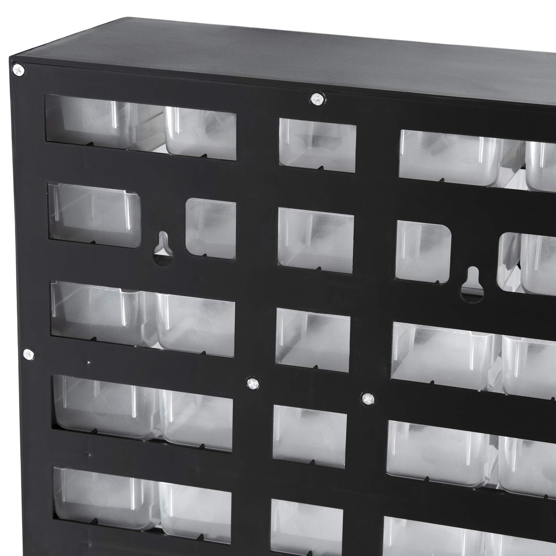 TecTake® Casier à vis plastique, 41 Tiroirs, Cadre Solide en Plastique, Noir