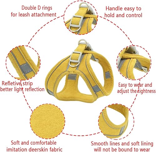 Miniatura 8 de Juego de arnés y correa para perro con correa para el pecho para mascotas, arnés reflectante ajustable para perros pequeños, medianos y gatos, rojo,