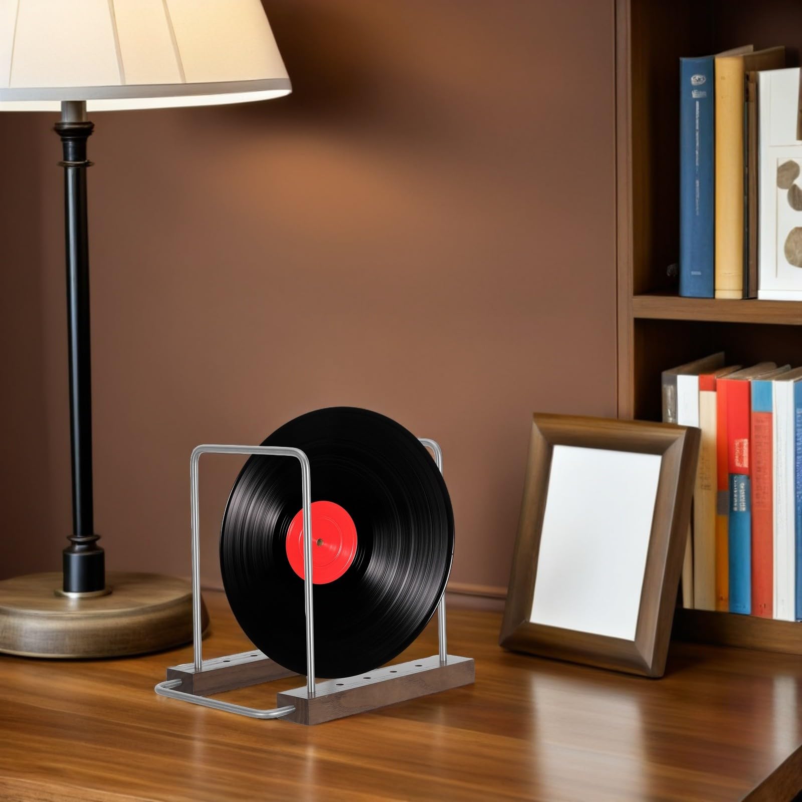 Vinta Vinyl Display nd - Reced drewniana i stalowa konstrukcja bez stalowego uchwytu dysku do albumów - t do mieszkań i komputerów stacjonarnych