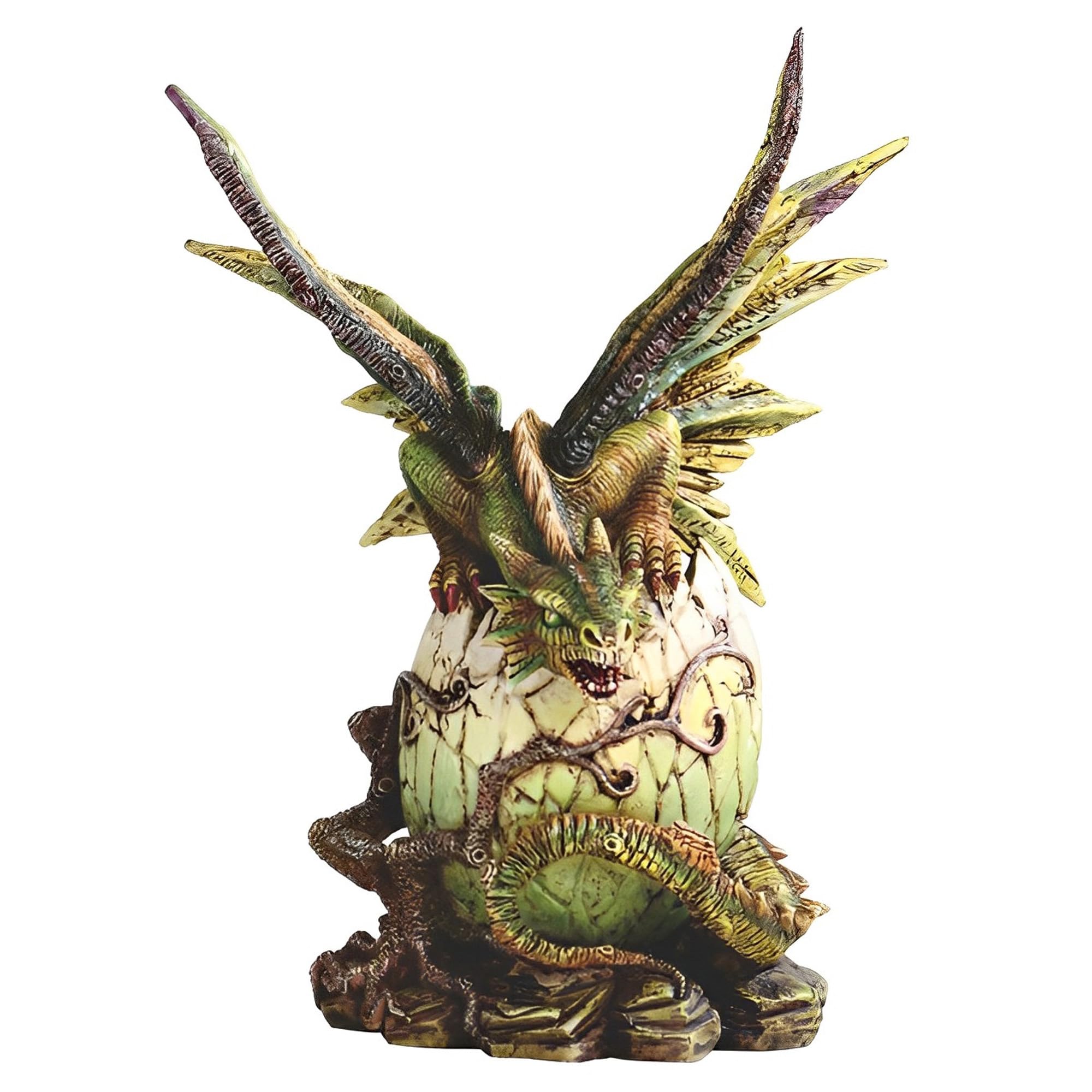 Figurine dragon vert éclosant déco maison salon table statuette fantastique 20cm