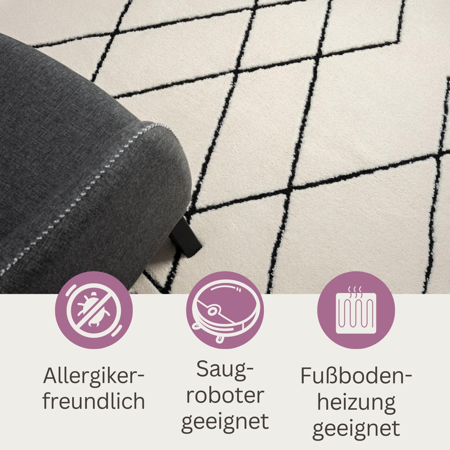 MY-RUG Ella Kinderteppich Weiß 160x230 cm - Flauschiger Boho Spielteppich | Weicher Hochflor Teppich fuer Kinderzimmer & Wohnzimmer, Skandinavisches Design, Flusenarm & Fussbodenheizung geeignet
