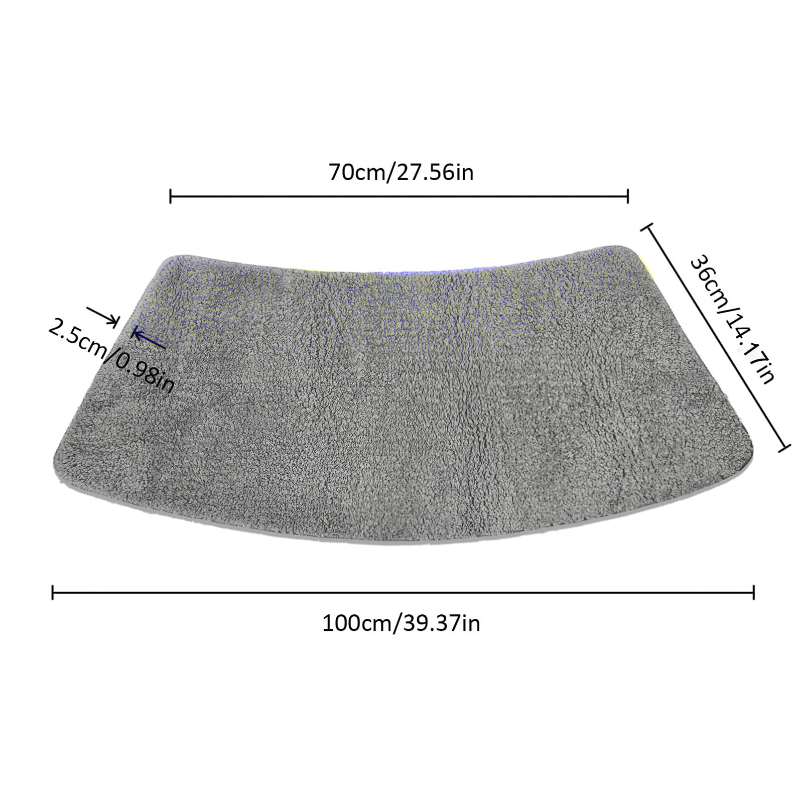 Tapis de salle de bain antidérapant incurvé avec coussinets en forme d' éventail, absorbant et lavable en machine, gris foncé/marron, idéal pour la sécurité et le confort - 40 x 100 cm