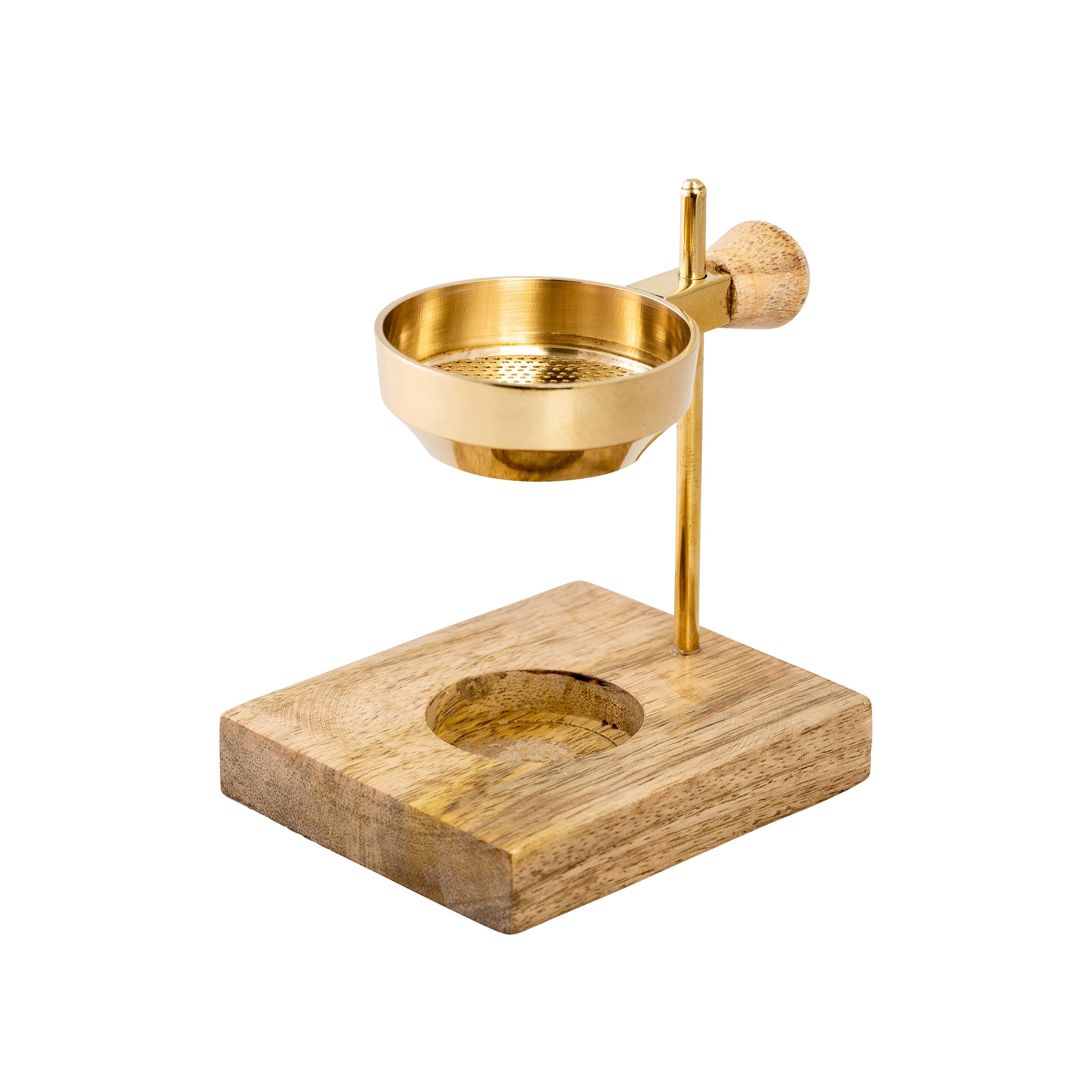 NKlaus Tea Light Incense Burner Gold 11 cm High Adjustable Wooden Base Frankincense Resins 15868