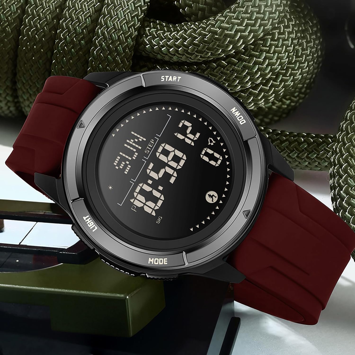 findtime Compass Tactical Watches for Men Women with Metronome Step Counter Countdown Dual Time Alarm Stopwatch Rubber Strap Lightweight Digital Waterproof Watch Orange