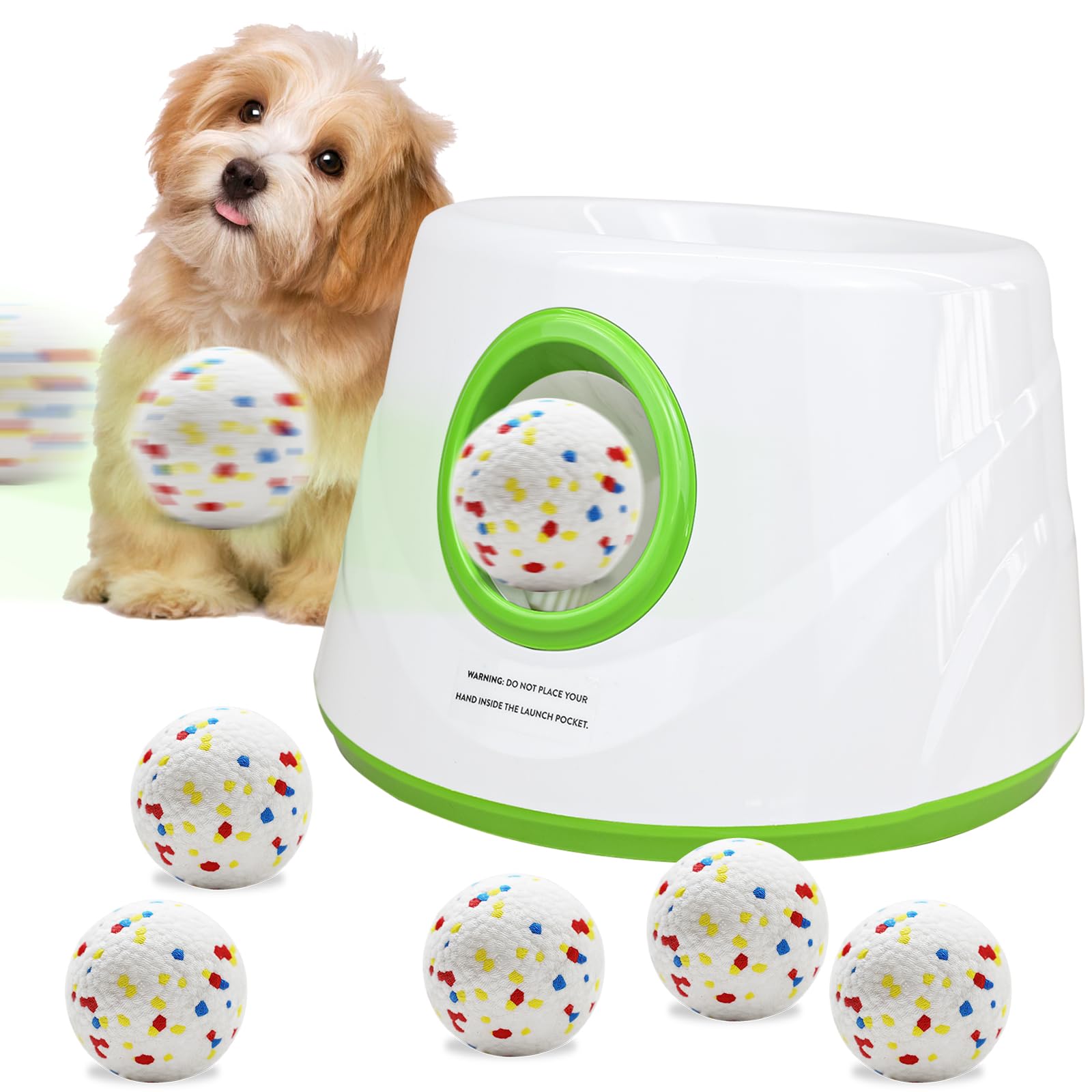 Magicorange Automatic Dog Ball Launcher, Interactive Dogs Balls Thrower for Small and Medium Dogs,Dog Fetch Machine (Dark Green)