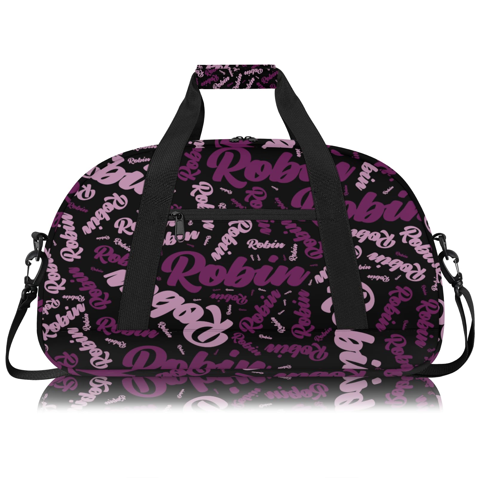 Personalized Sport-Gym-Swimming-Bag for Kids Custom Duffel Travel Bag for Boy Girl Dance Gymnastics Bag Overnight Weekend Bag Purple Black Text