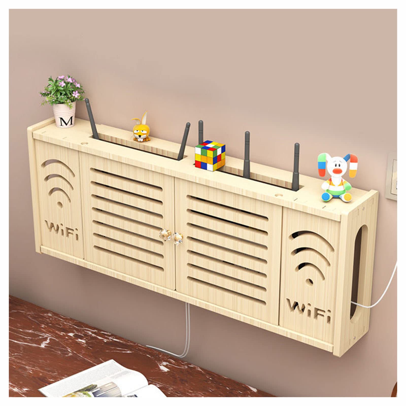 Étagère flottante pour routeur en bois L - Idéal pour un salon minimaliste