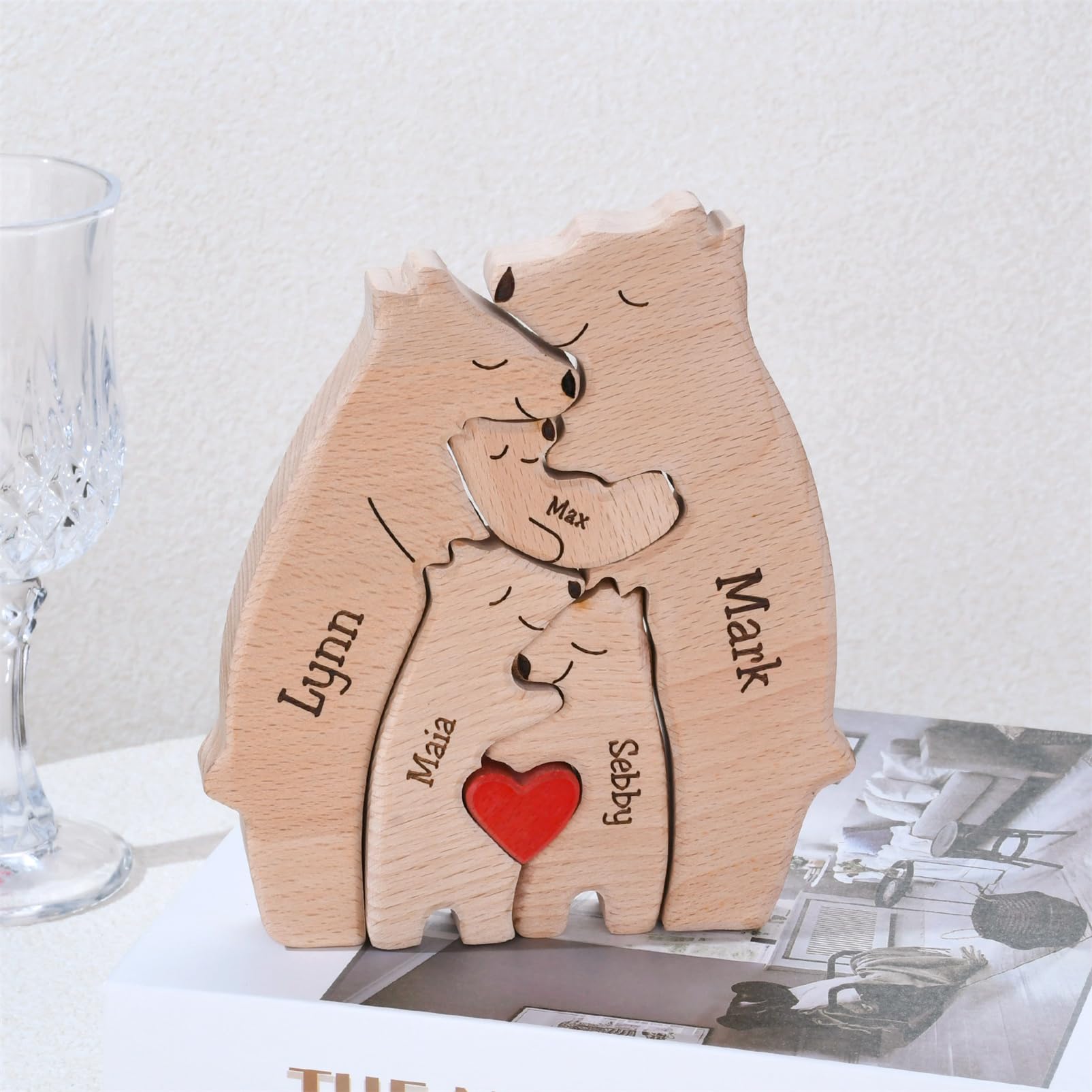 Puzzle Familial De Ours En Bois Personnalisé Avec 1 à 8 Noms, Puzzle De Nom De Famille Personnalisé, Ornement Décoratif Animal Pour La Maison, Cadeaux Pour Anniversaire, Noël, Fête Des Mères, Pères