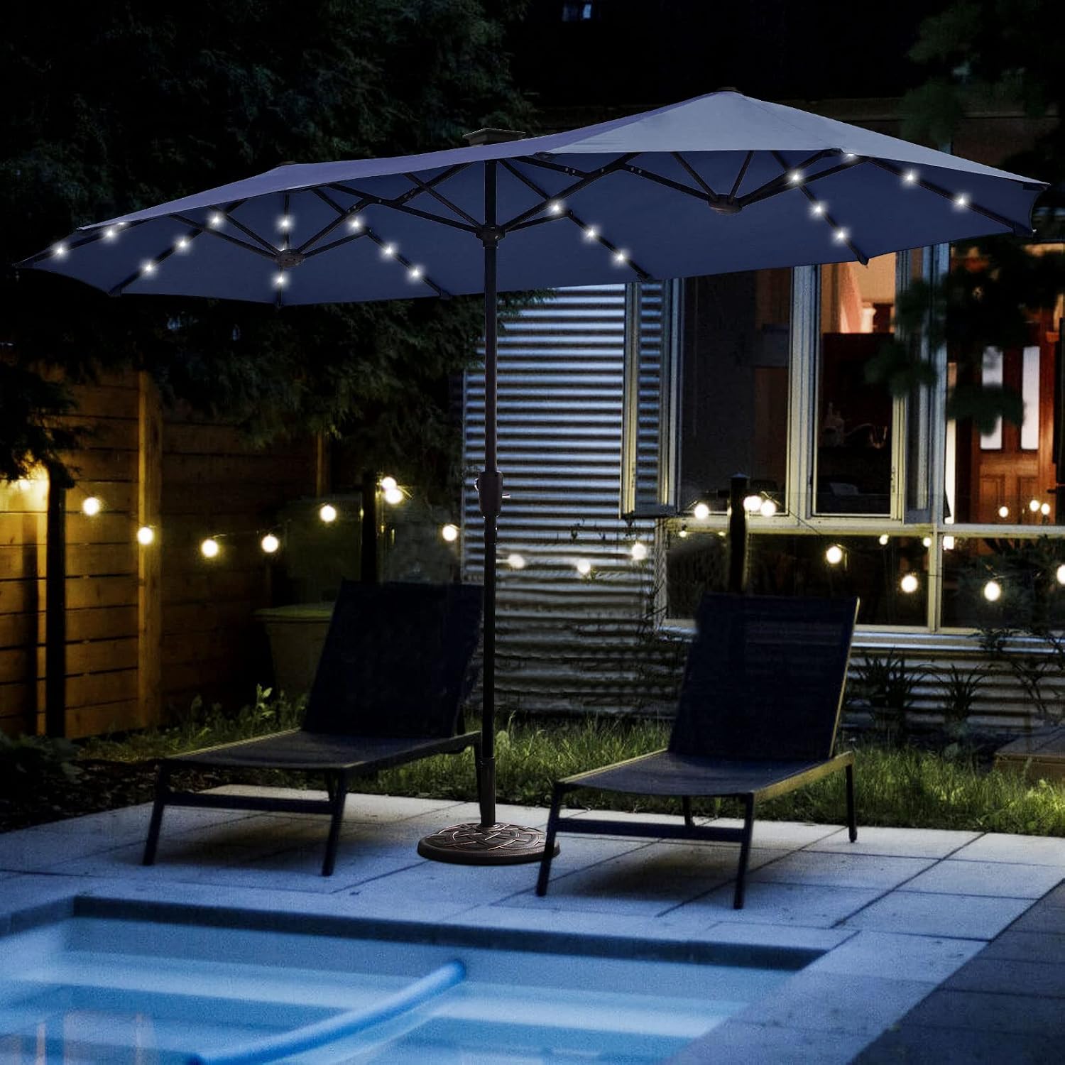buy 8ft patio umbrella PURPLE LEAF 8 ft. Square Outdoor Patio Cantilever Umbrella Light Champagne Aluminum Offset 360 Rotation Umbrella in Gray