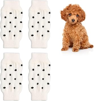 Zerodis 4pcs Dog Elbow Protector, Elastic Pet Leg Hock Protectors Warm Dog Hock Covers Pet Leg Sleeves Knitted Pet Leg Warmers Leg Support Wrap Protectors S