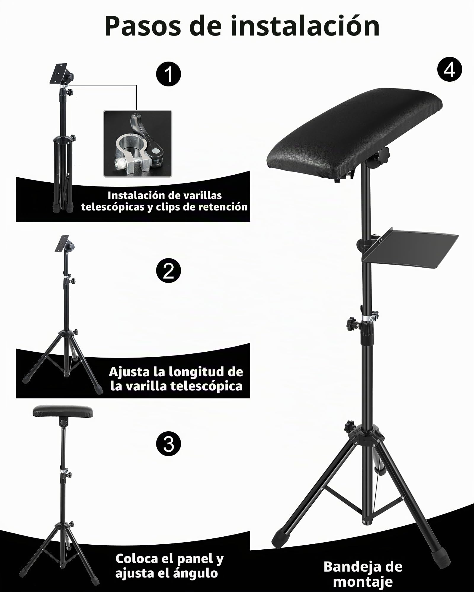 Apoyabrazos Tattoo, Reposabrazos Tattoo Con Almohadilla De Esponja Extendida Y Soporte De Metal, Soporte Para Tatuajes Plegable De Altura Ajustable.