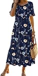 Zeagoo Summer Dresses for Women Casual Midi Dress 2026 Ruffle Short Sleeve Tiered Sundress