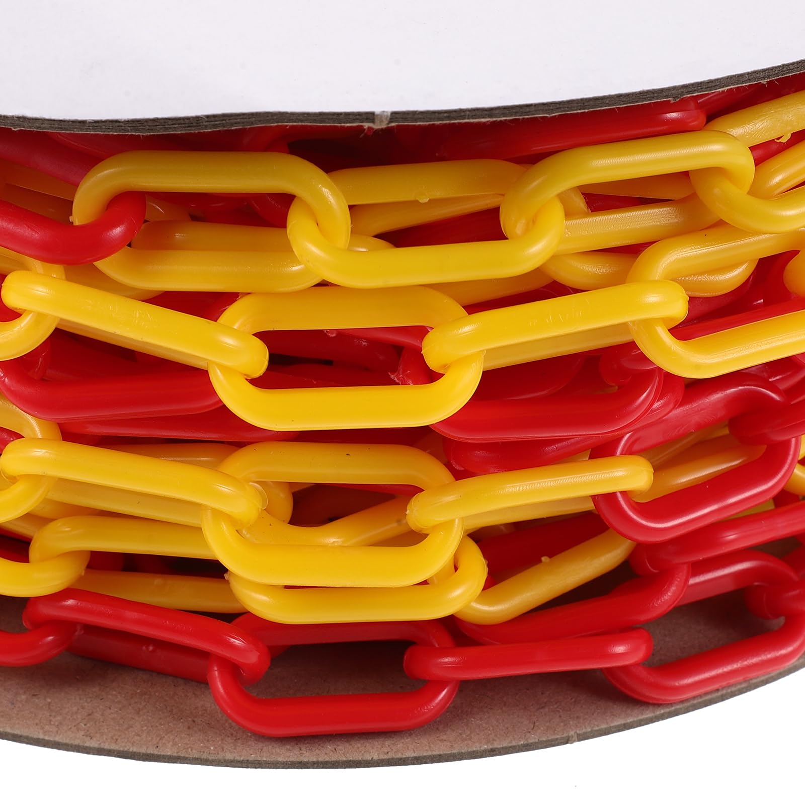 Cadena de Barrera de Seguridad de Plástico 6mm Amarilla y Roja 25 Metros para Control de Tráfico, Eslabones Resistentes para Delimitar Áreas y Uso en Instalaciones Industriales
