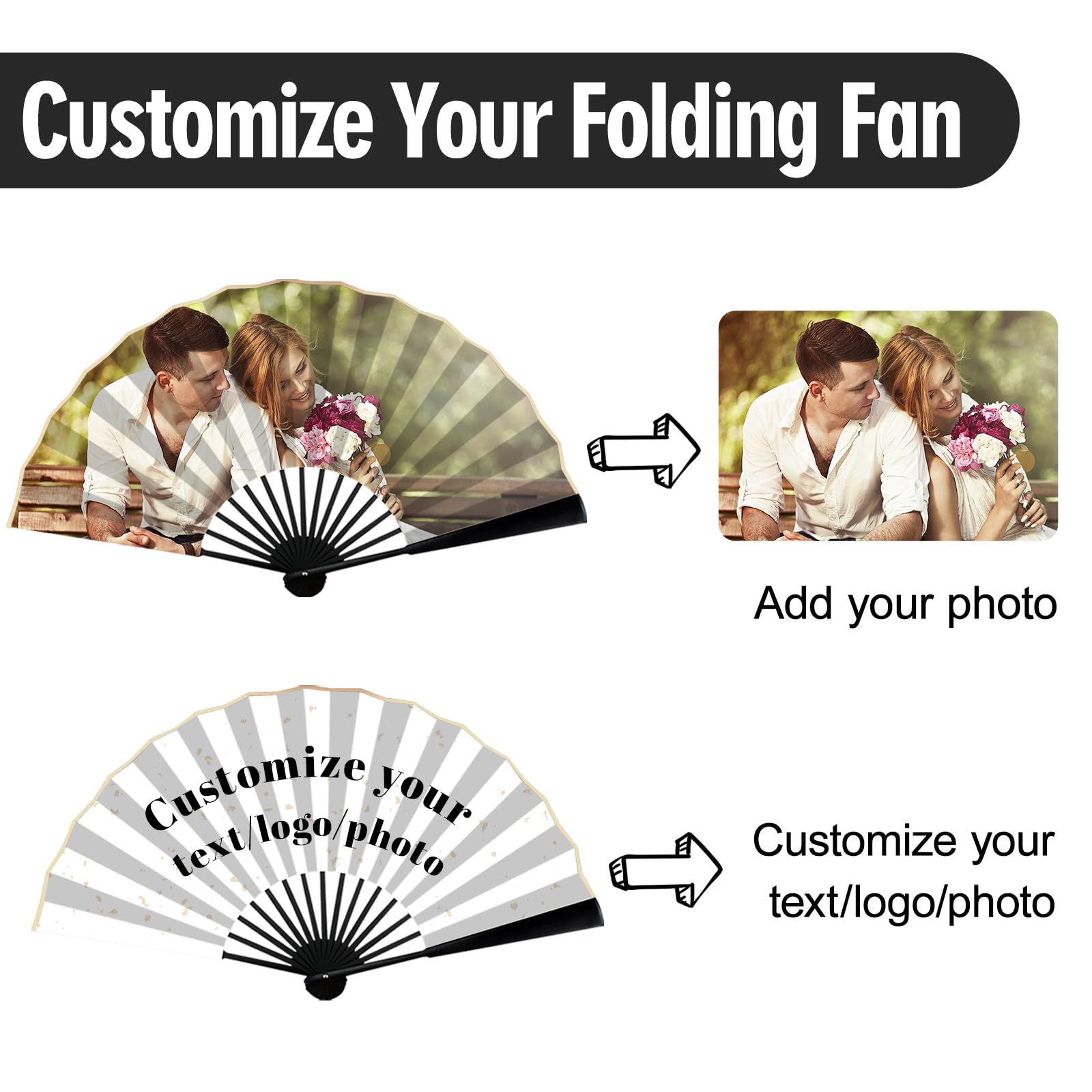 Abanico Personalizado con Foto, Abanico Plegable Doble Cara