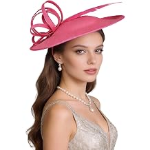Womens Faux Feather Polyester Kentucky Derby Saucer Hats Fascinators with Headband