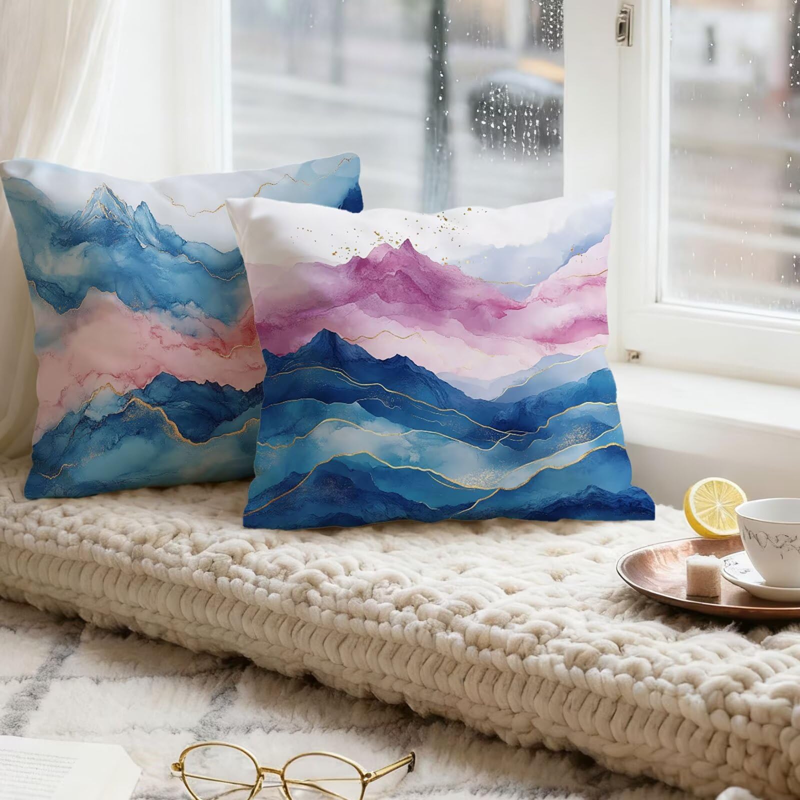 Azul Marino Funda Cojin 60x60 Rosa Funda Almohada 60x60 Cojines Sofa Súper Suave Fundas Cojines Decorativos Fundas Almohadas 4 Piezas Cervicales y Cuello, para Hogar Cama Salon Decoracion E - 863