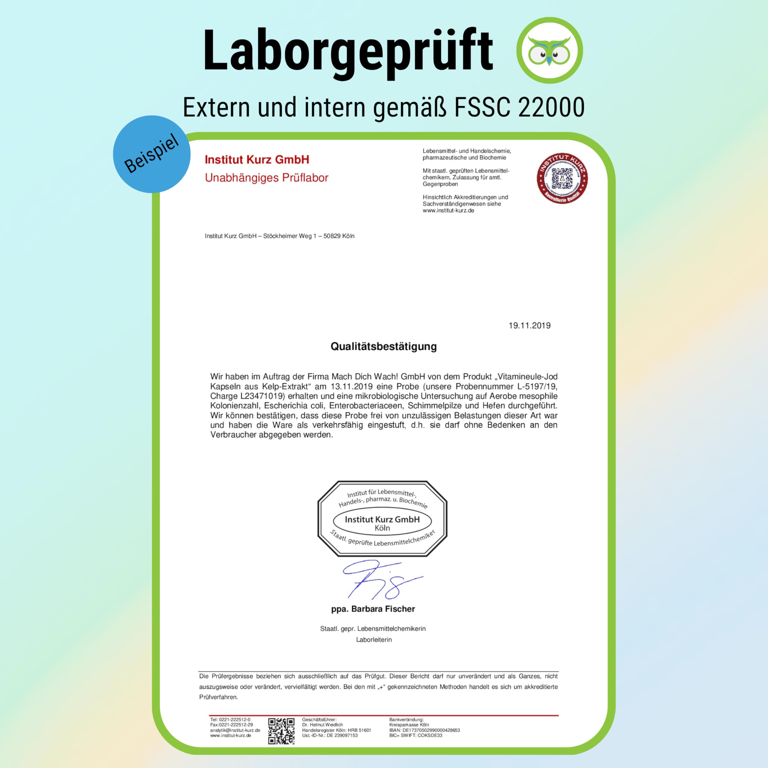 Jod Kapseln Bio - hochdosiert 400 µg aus Bio-Kelp (Braunalge) - bioaktiv & vegan - Produktion in Deutschland - Jod aus Meeresalgen - laborgeprüft & ohne Zusatzstoffe - Vitamineule®