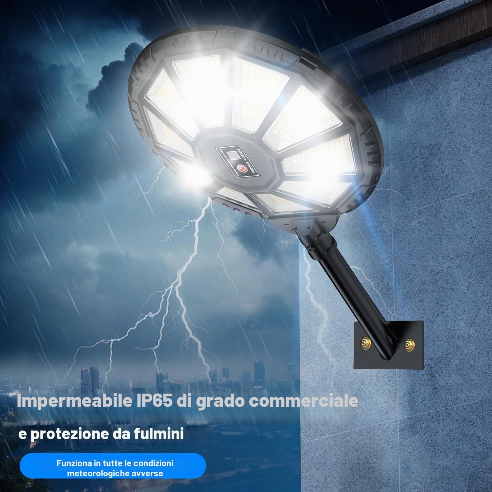 YACAISI Illuminazione esterna solare impermeabile, 8500K, luce solare a LED per esterni con sensore di movimento e telecomando per prato (2PACK)