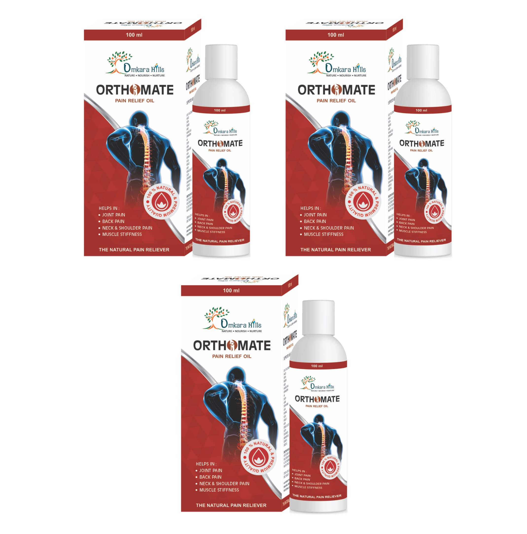 Omkara Hills Orthomate Ayurvedic Pain Relief Oil for Knee, Back, Shoulder, Legs and Muscle Pain with 21 Pure and Potent herbs -300ml (Pack Of 3) (B0B4WVGDBT) Amazon Price History, Amazon Price Tracker