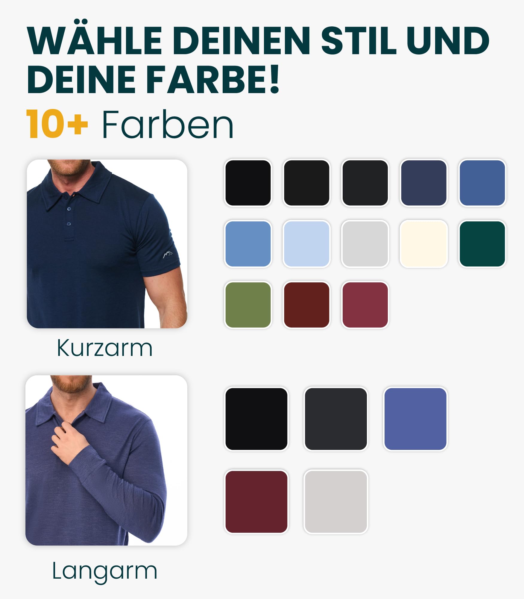 100% Merino Poloshirt Herren - Outdoor Atmungsaktiv Merino Shirt Herren Kurzarm Polo und Langarm Polo Regular Fit (Creamy Polo, Large)